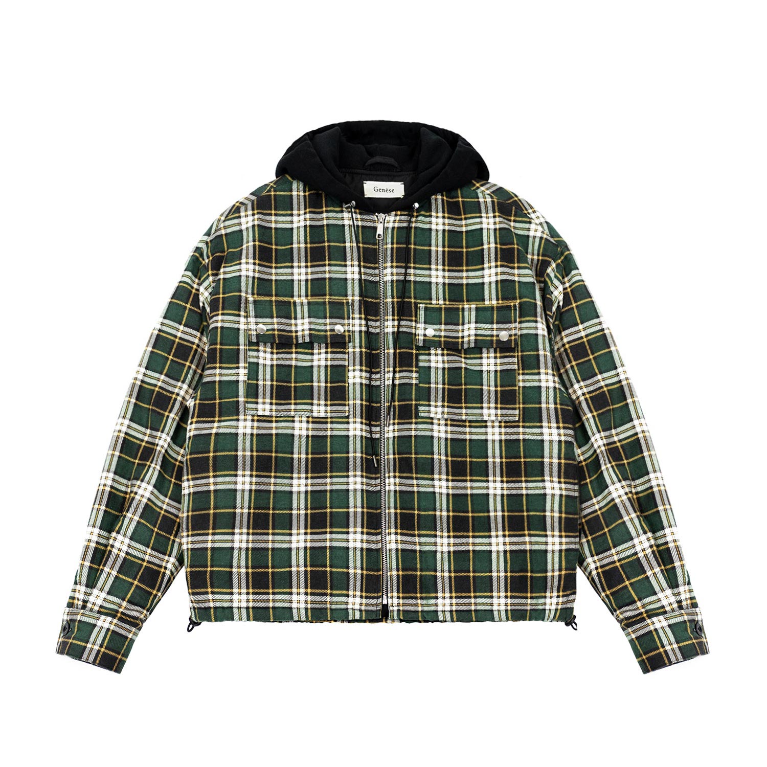 Genèse Flannel Hooded Jacket - Green